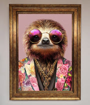 Sloth With Sunglasses Framed Poster-12