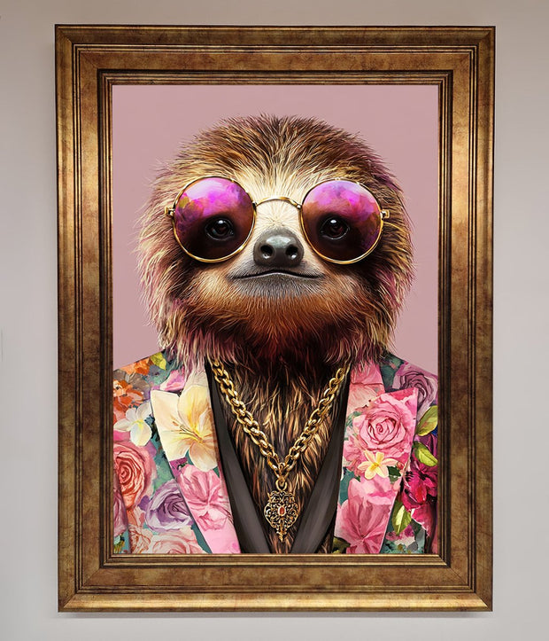 Sloth With Sunglasses Framed Poster-12