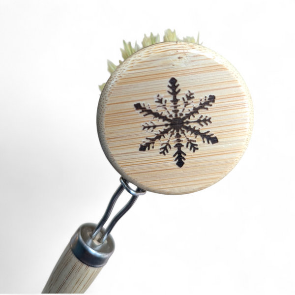 Snowflake Design Dish Brush with Replaceable Head | Natural Washing Up Brush-0