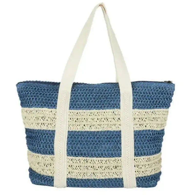 Straw Stripe Patterned Tote Bag-3