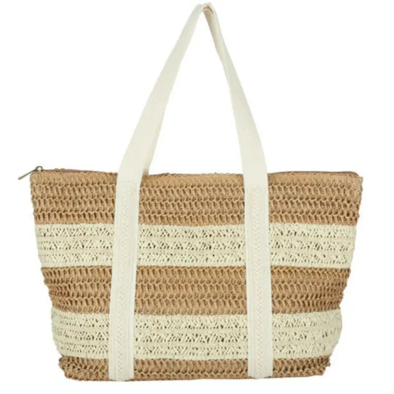 Straw Stripe Patterned Tote Bag-5