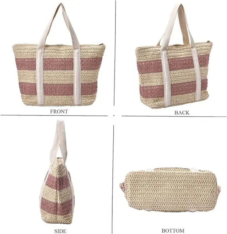 Straw Stripe Patterned Tote Bag-1