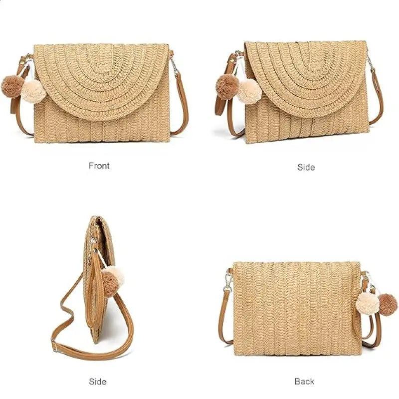 Straw Woven Raffia Envelope Women Clutch Bag-2