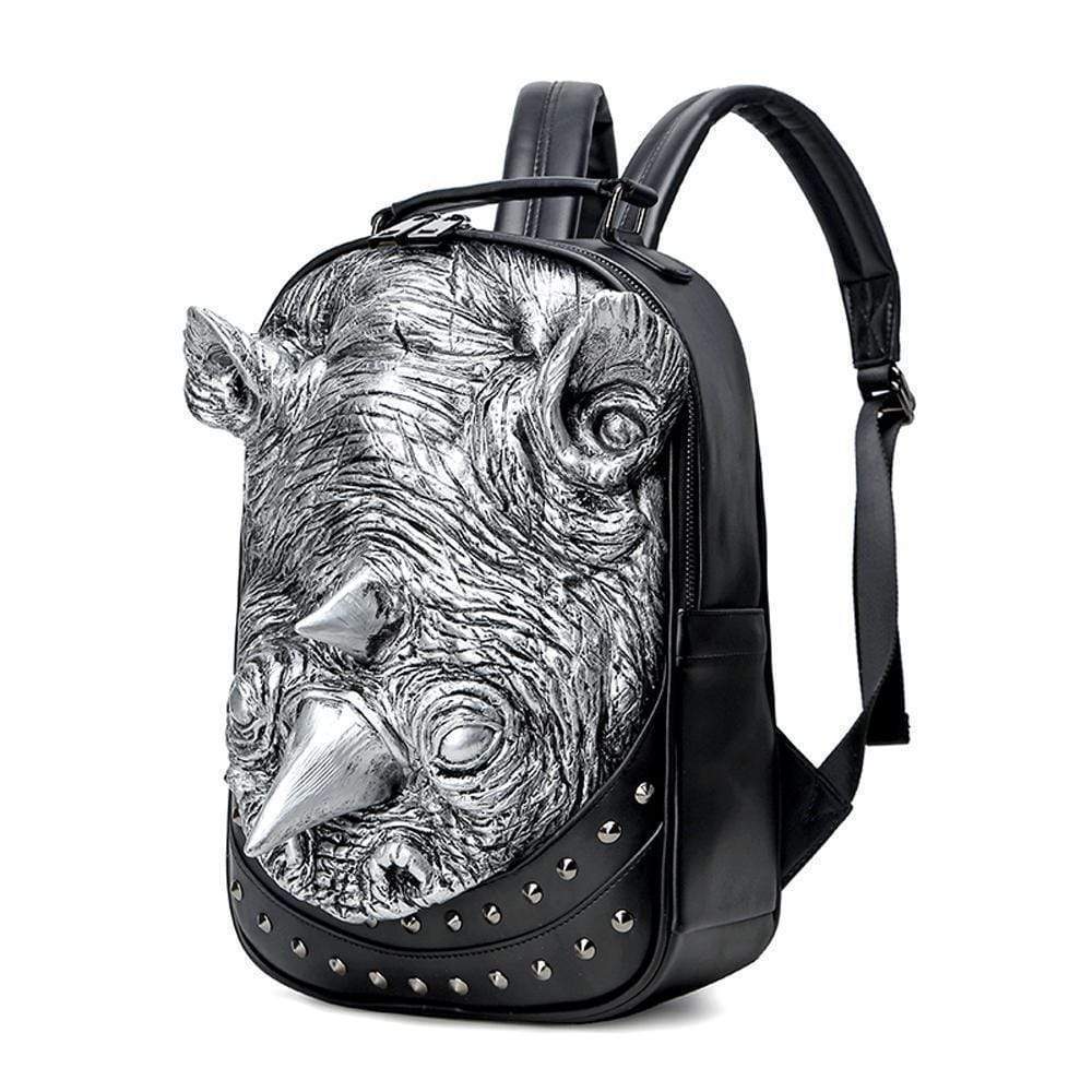 Studded 3D Rhinoceros Waterproof Backpack Unisex Fashion Pattern Bags Trendy Travel Knapsacks-4