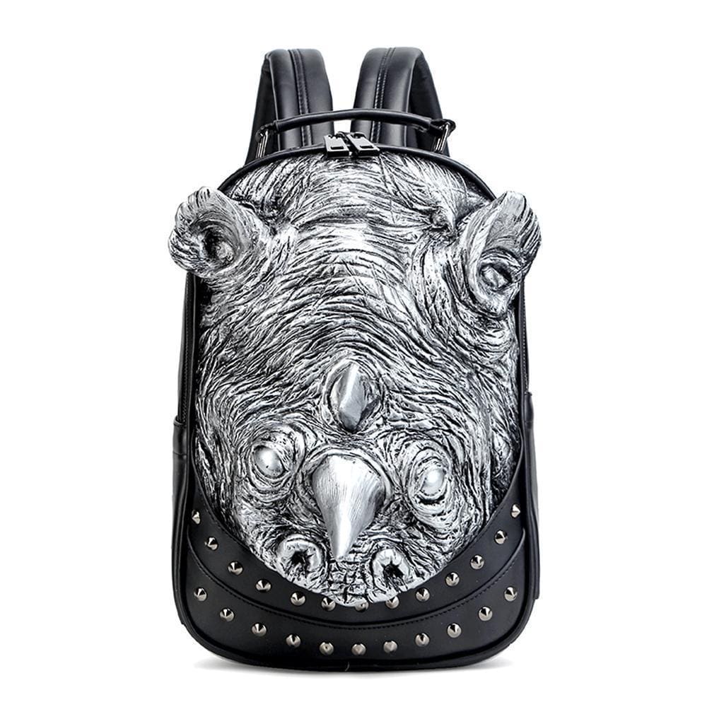 Studded 3D Rhinoceros Waterproof Backpack Unisex Fashion Pattern Bags Trendy Travel Knapsacks-2