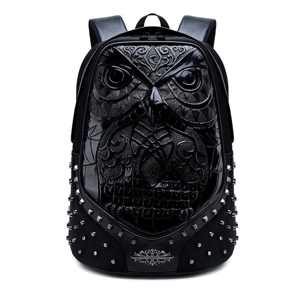 Studded Backpack 3D Owl Laptop Computer Handbags Travelling Rucksack Bag-0