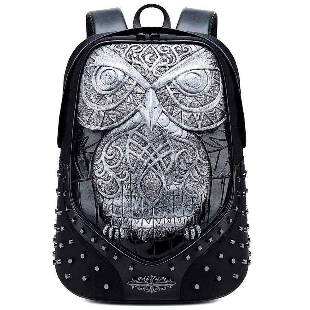 Studded Backpack 3D Owl Laptop Computer Handbags Travelling Rucksack Bag-3