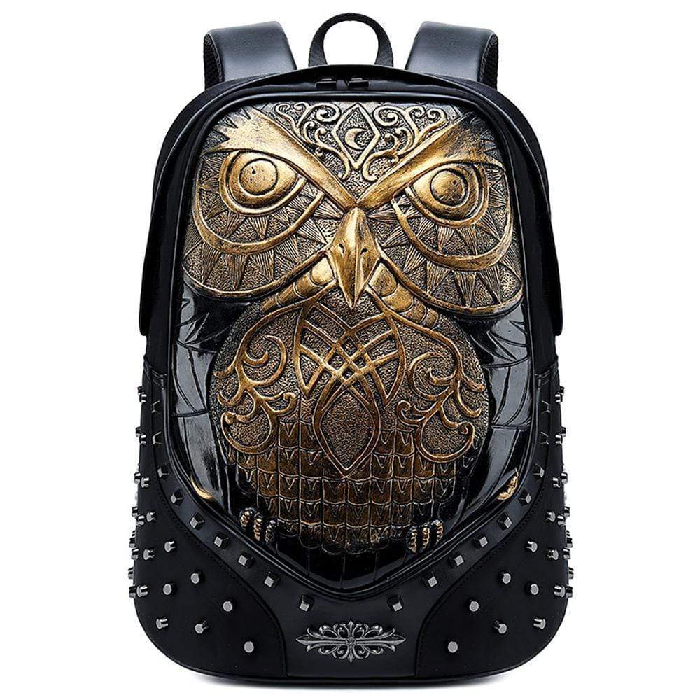 Studded Backpack 3D Owl Laptop Computer Handbags Travelling Rucksack Bag-1