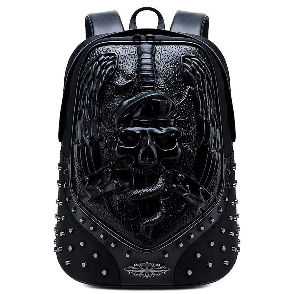 3D Backpack ,Studded Halloween 3D Elf With Sword Faux Leather Rivets Studded Travelling Computer Bags-4