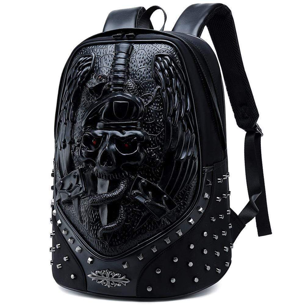 3D Backpack ,Studded Halloween 3D Elf With Sword Faux Leather Rivets Studded Travelling Computer Bags-2