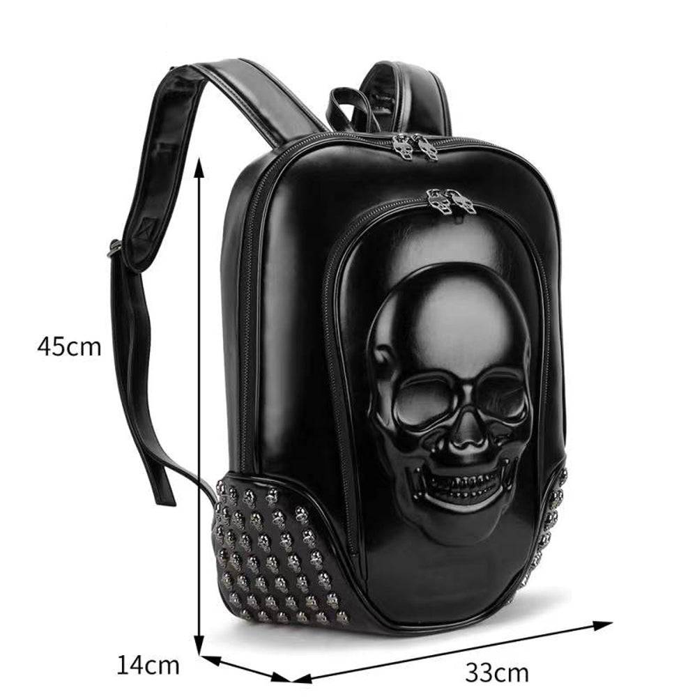 3D Backpack Studded Smiling Skull Backpack Black-4