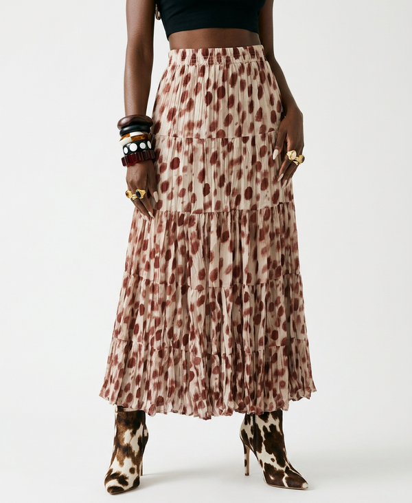 Free Spirit Dot Pleated Maxi Skirt-0