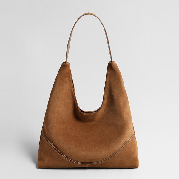 Suede Slouchy Hobo Tote Bag – Large-Capacity Vintage Shoulder Bag-0