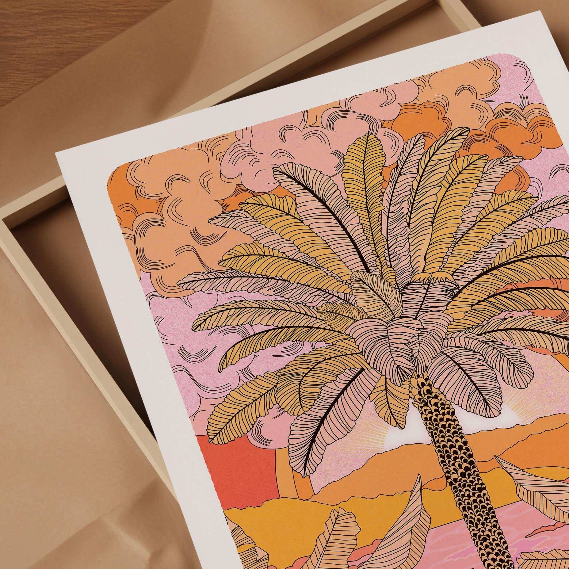 Sunset Palm Art Print-2