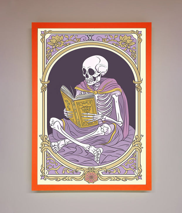 Tarot Skeleton Reader Framed Print-10