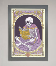 Tarot Skeleton Reader Framed Print-0