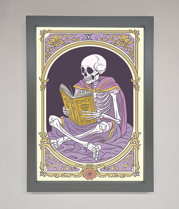 Tarot Skeleton Reader Framed Print-0