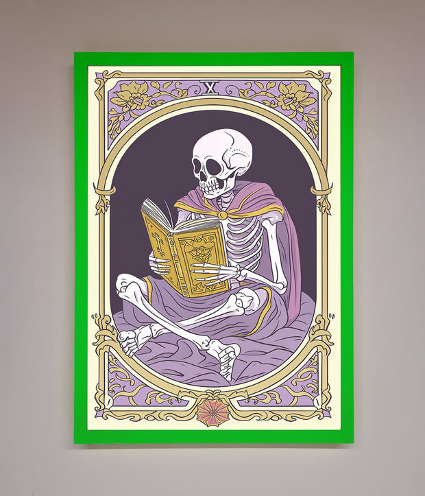 Tarot Skeleton Reader Framed Print-11