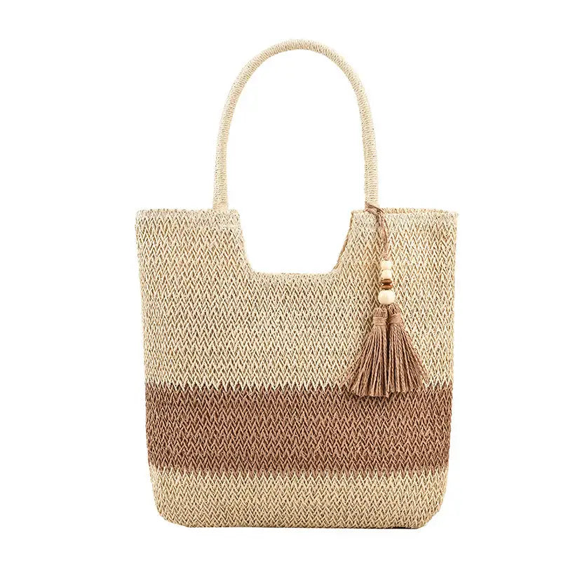 Tassel Shoulder Straw Beach Bags-0