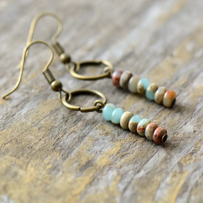 Ethnic Drop Jasper Earrings-0