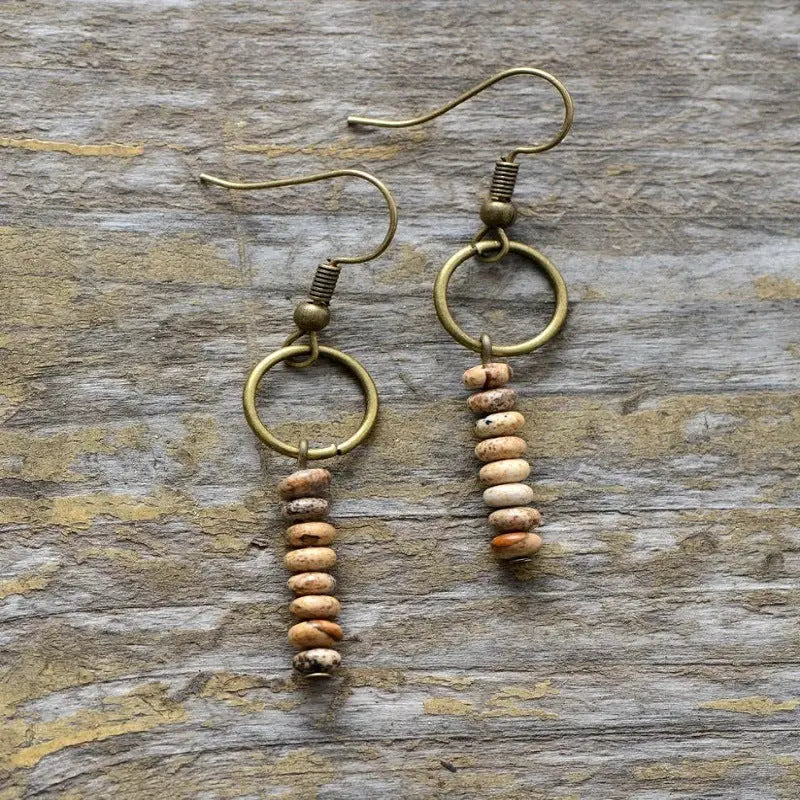 Ethnic Drop Jasper Earrings-3