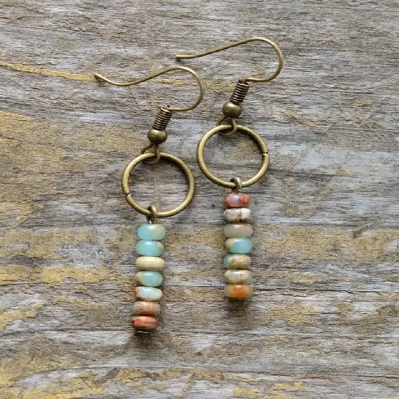 Ethnic Drop Jasper Earrings-1