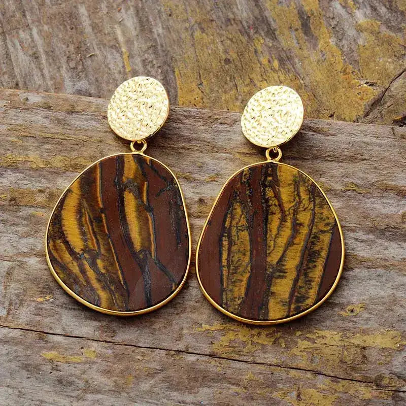 Tiger Eye Dangle Earrings-0