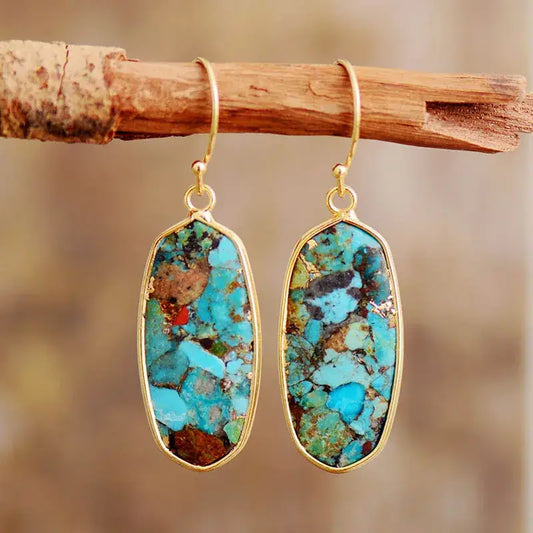 Turquoise Stone Classic Earrings-0