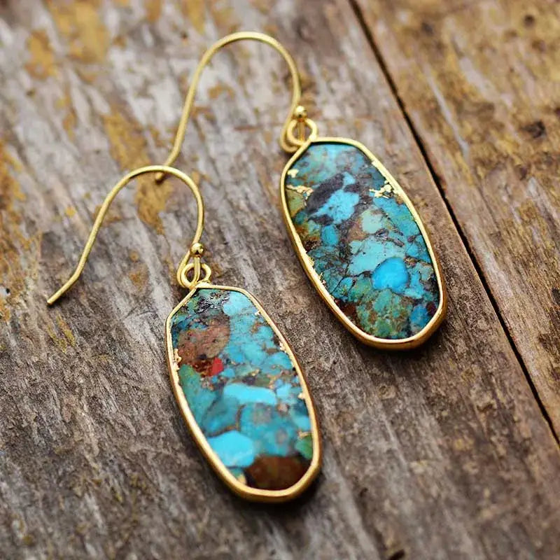 Turquoise Stone Classic Earrings-1