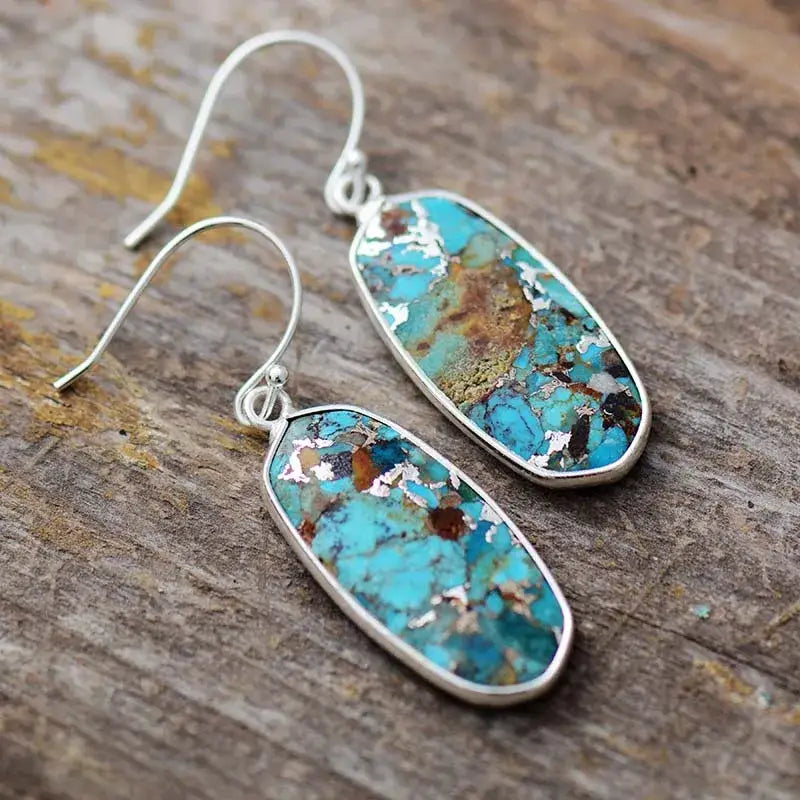 Turquoise Stone Classic Earrings-3