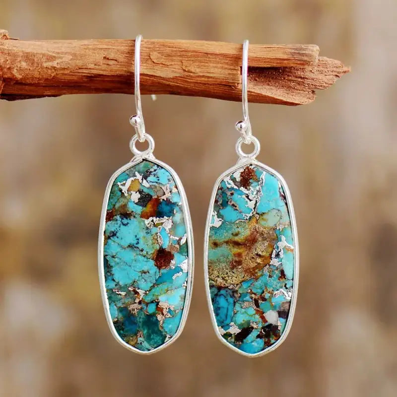 Turquoise Stone Classic Earrings-2