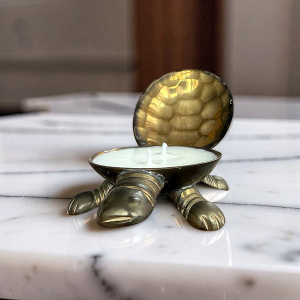 Vintage Brass Turtle Candle - Vintage Bookshop-0