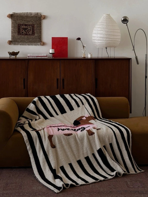 Ultra Soft Funky Cute Hot Dog Stripe Throw Blanket - Warm Thick Animal Print-1