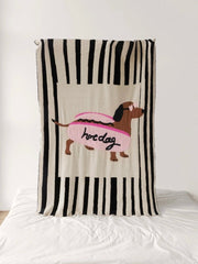Ultra Soft Funky Cute Hot Dog Stripe Throw Blanket - Warm Thick Animal Print-0
