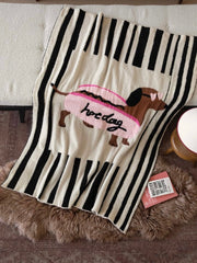 Ultra Soft Funky Cute Hot Dog Stripe Throw Blanket - Warm Thick Animal Print-2