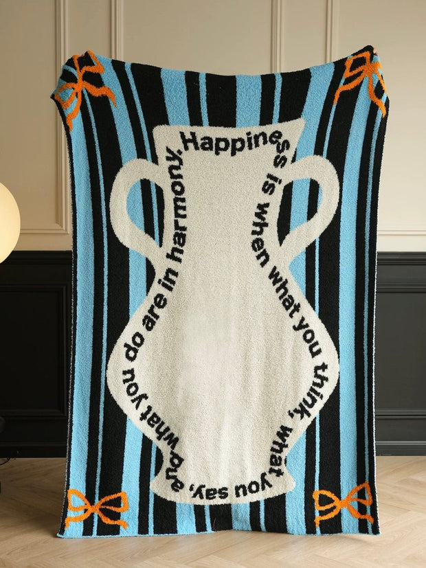 Ultra Soft Whimsical Cute Stripe Vase Throw Blanket - Warm Thick Playful-0