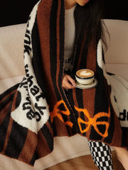 Ultra Soft Whimsical Cute Stripe Vase Throw Blanket - Warm Thick Playful-2