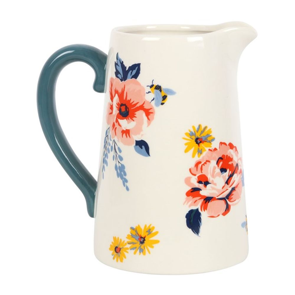 17cm Bee-utiful Floral Ceramic Flower Jug-0