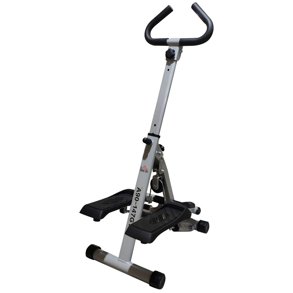 Foldable Stepper Adjustable Step Machine w/ Handlebar LCD Display, Grey HOMCOM