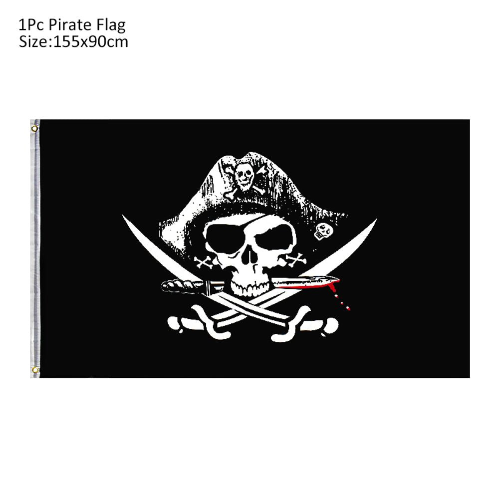 Pirate Captain Cosplay Costume Props Set Pirate Hat Hook Hand Flag Compass Telescope Eye Patch Halloween Theme Party Decorations