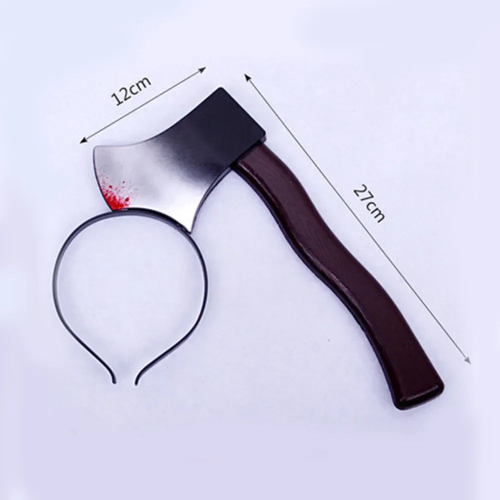 Halloween Horror Props Blood Fake Ax Saws Knife Headband for Halloween Party Masquerade Mischief Props Decoration Supplies