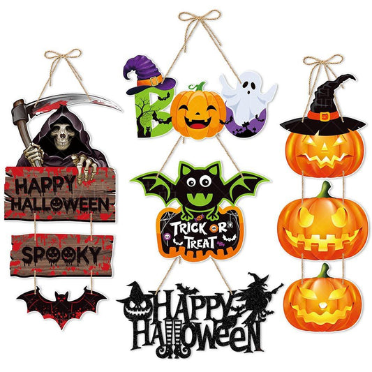 2024 Halloween Party Decors Pumpkin Ghost Bat Door Hanging Pendents Happy Halloween Ghost Festival Party Decorations for Home