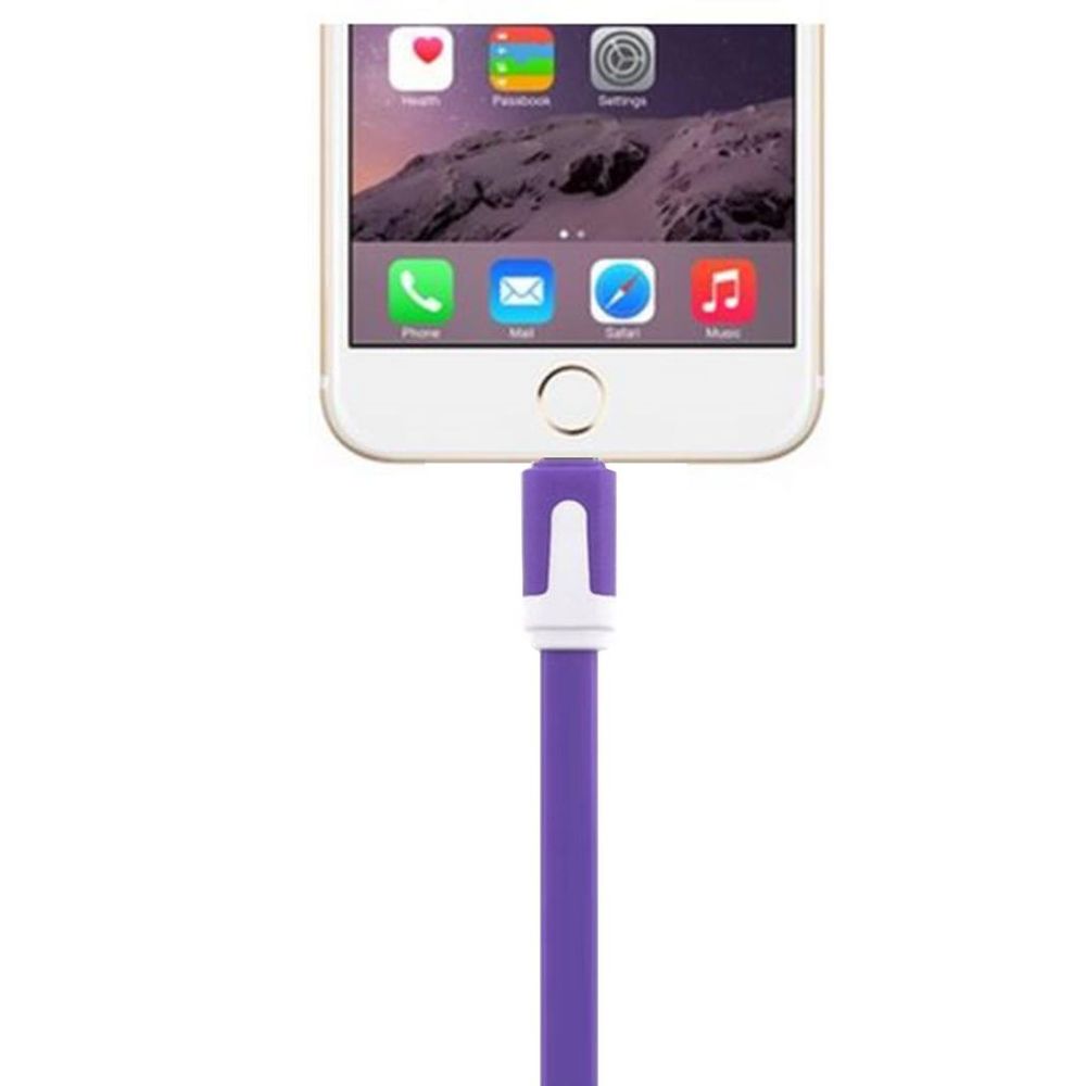 GVC 1 Metre Tangle Free Flat USB to 8 Pin Cable for Syncing & Charging, Purple