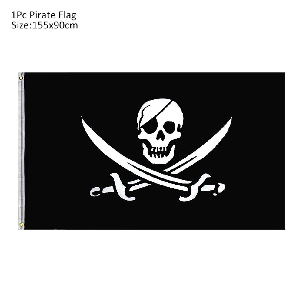 Pirate Captain Cosplay Costume Props Set Pirate Hat Hook Hand Flag Compass Telescope Eye Patch Halloween Theme Party Decorations