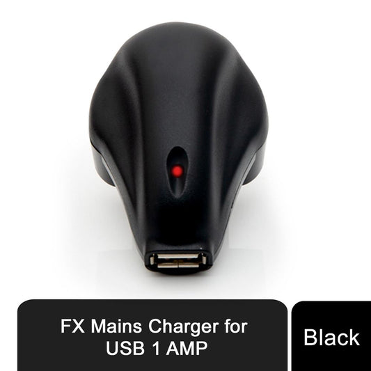 FX 1 AMP Mains Charger for USB with LED Indicator, Black