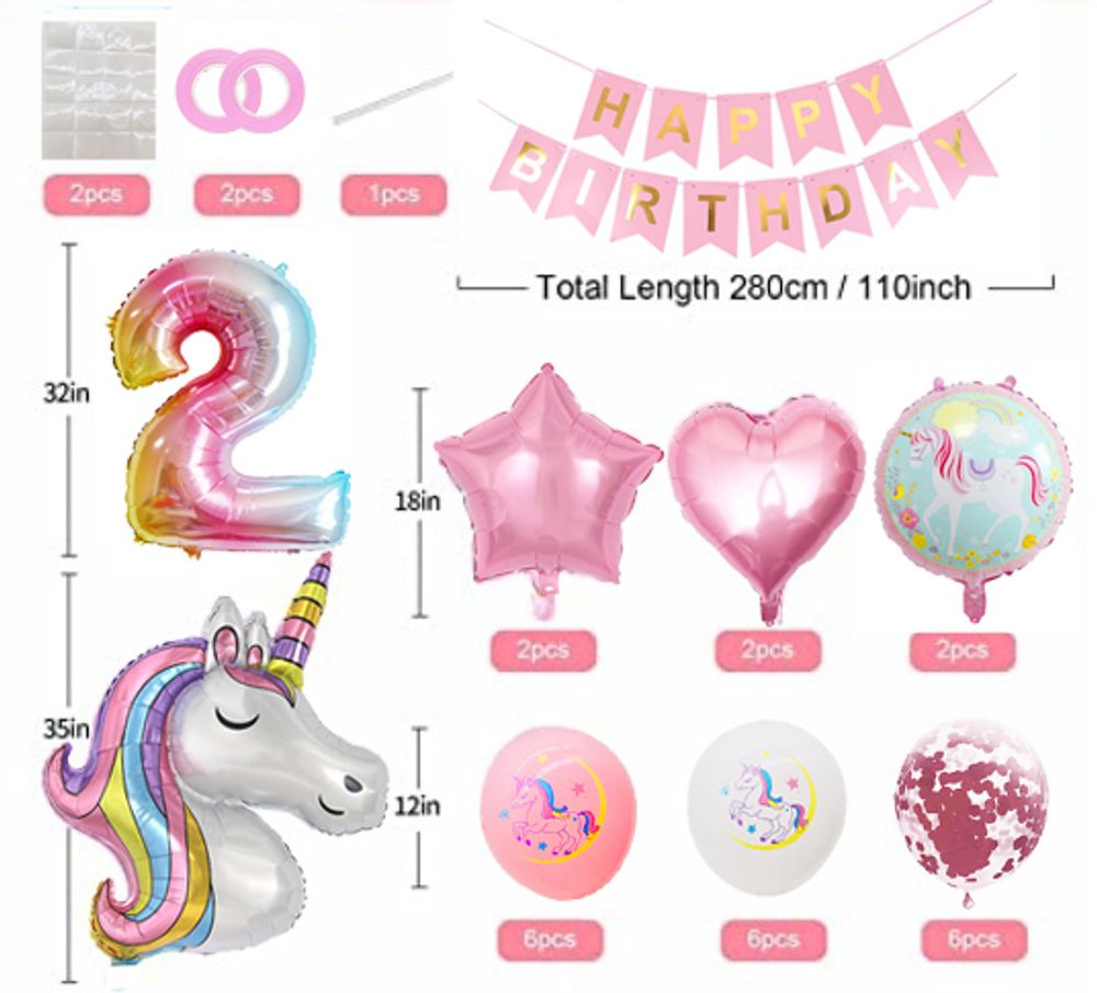 0-9 years old Birthday Decorations Unicorn Birthday Party Supplies Kit for Baby Shower Birthday Party unicorn theme party