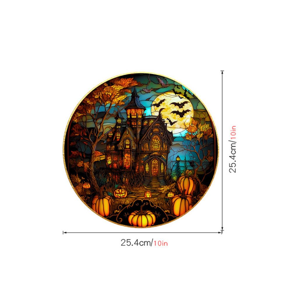 Halloween Stained Colorful Horror Castle Cat Static PVC Window Glass Stickers Glue Free Decorative Film Party Home Decoration