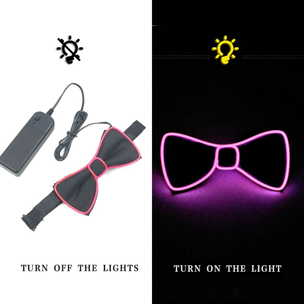 LED Light Up Bow Tie Glow in the Dark Luminous Necktie for Wedding Birthday Party Christmas Decoration Halloween Cosplay Costume