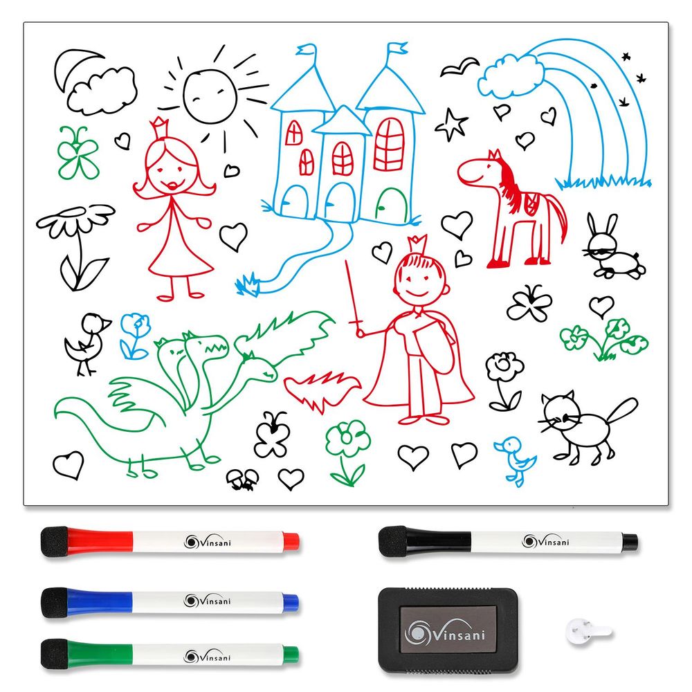 Magnetic Whiteboard  60 x 90 cm Notes, Lists, Memos, Menus Use 4 Magnetic Dry Wipe Pens & Magnetic Eraser