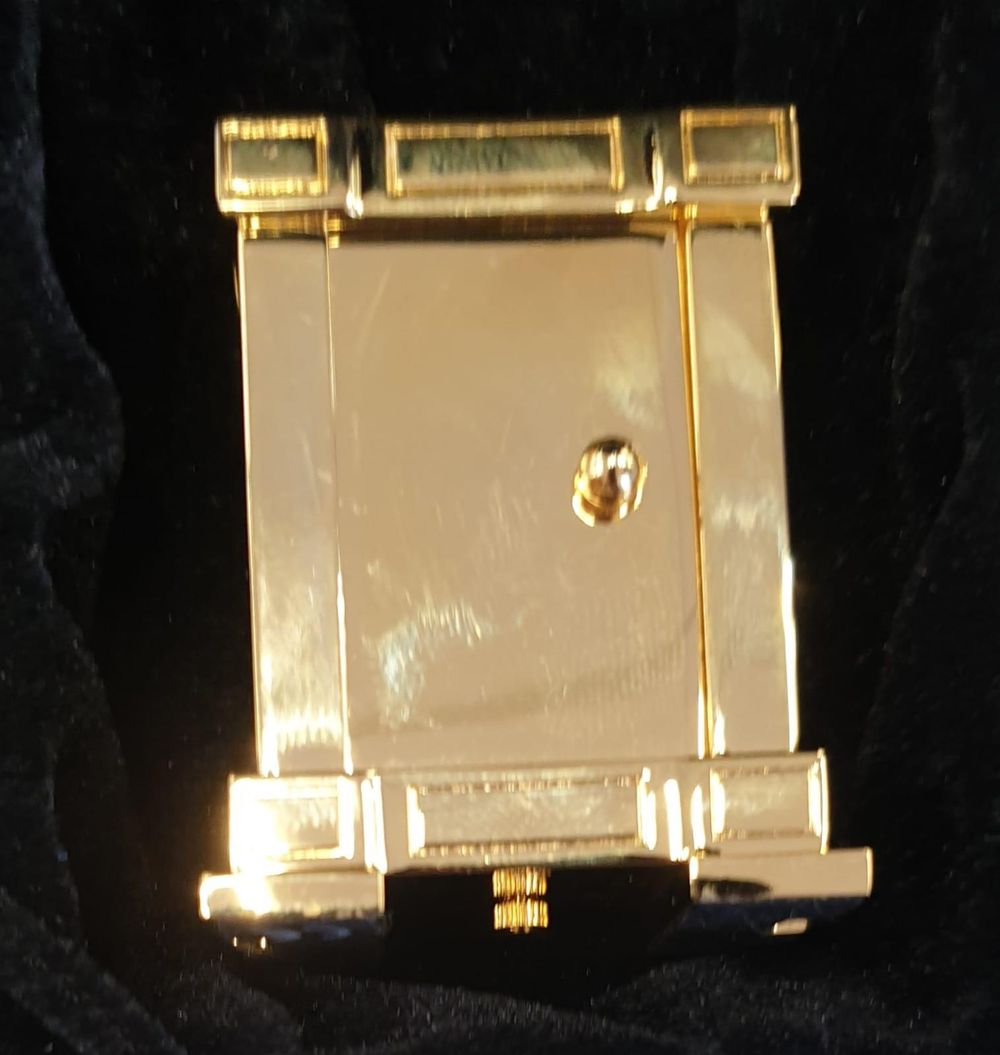 Miniture Clock Rectangle Gold Polished Solid Brass IMP38